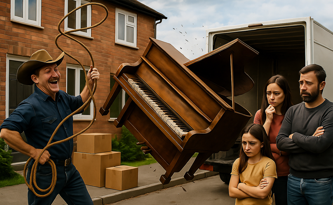 Upset family seeing their possessions damaged by a cowboy removal company